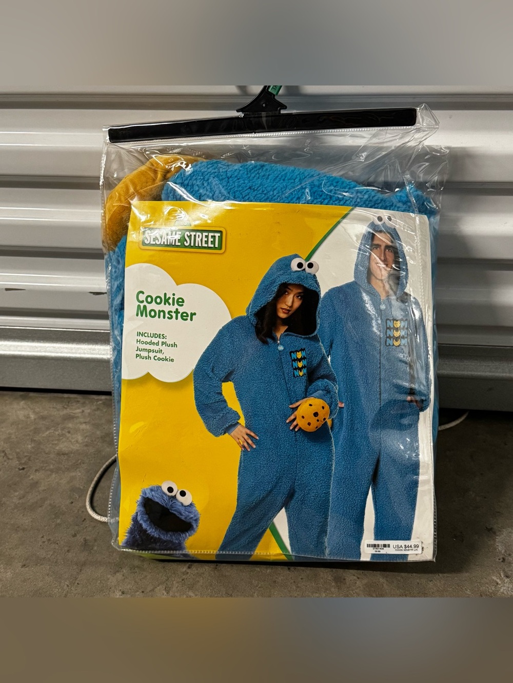 Sesame Street Cookie Monster Blue Plush Hooded Jumpsuit Halloween Costume